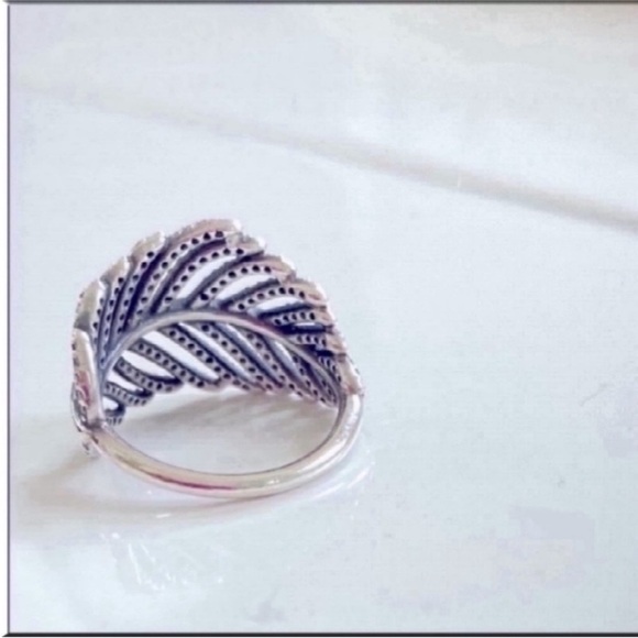 Sterling Silver Ring Leaf Pandora CZ Bling NEW Size 7 - Picture 6 of 13